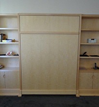 Guest pull-down bed and cabinets